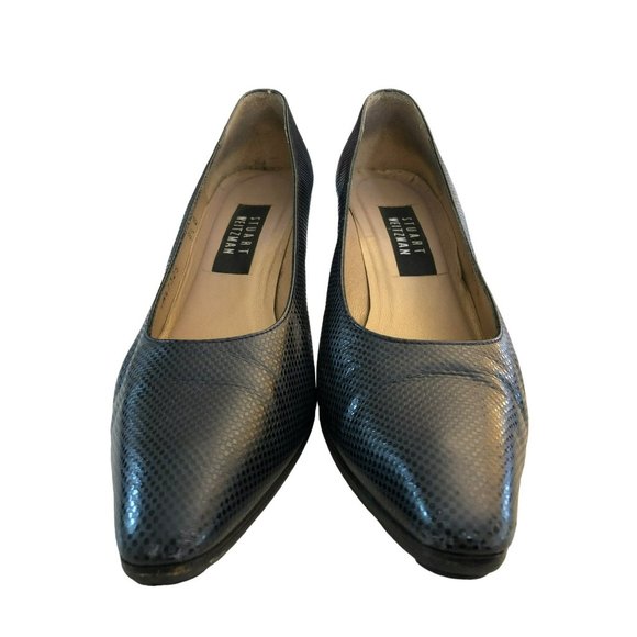 Stuart Weitzman Navy Snakeskin Pattern Women's Leather 3" Heels Size 8 1/2 B - Picture 4 of 10